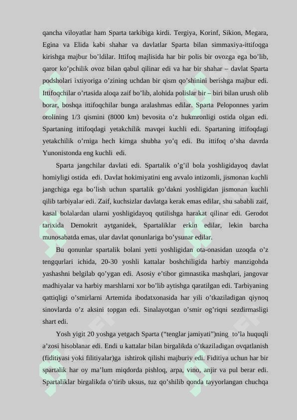 Sparta polisini o‘ziga xos xususiyatlari. 3