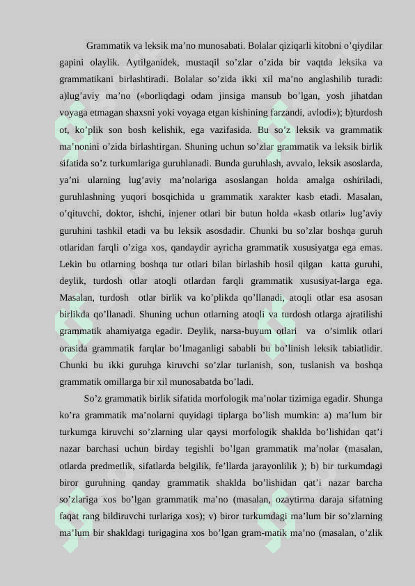 SO’ZNING  GRAMMATIK MA’NOSI, GRAMMATIK SHAKLI. 4