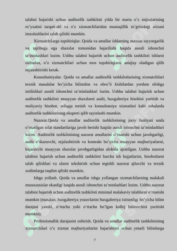 AUDITORLIK ISHINING SIFATINI NAZORAT QILISH 7