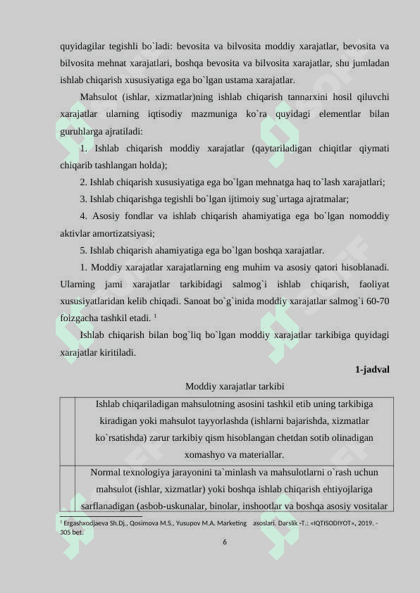 Davr xarajatlari tarkibi va ularni hisobga olish 6