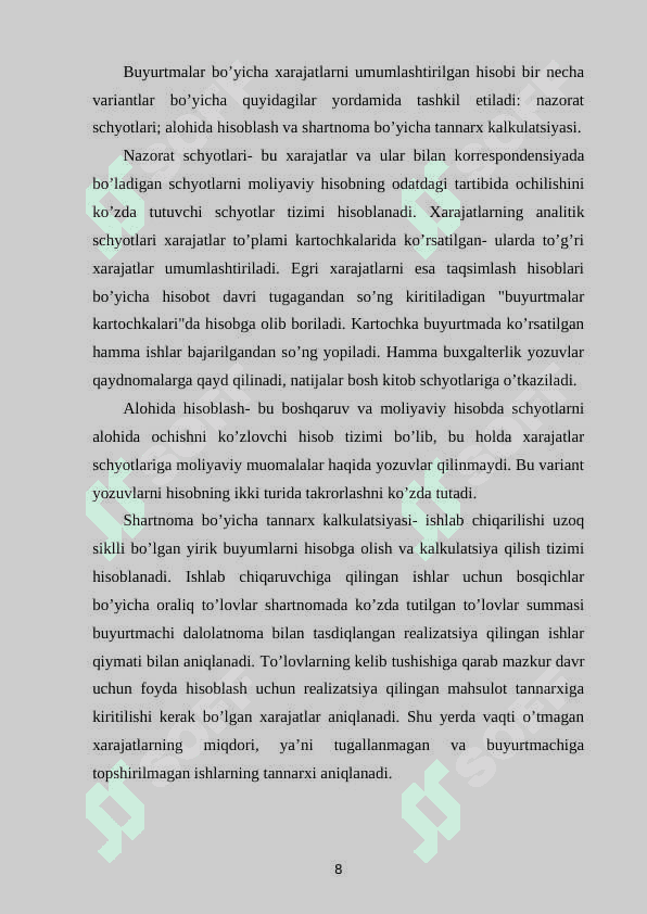 TANNARXNI KALKULYATSIYA QILISH 8