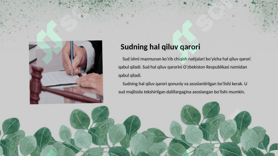 Sudning hal qiluv qarori, ajrimi, qarori, va sud bayonnomasi 2