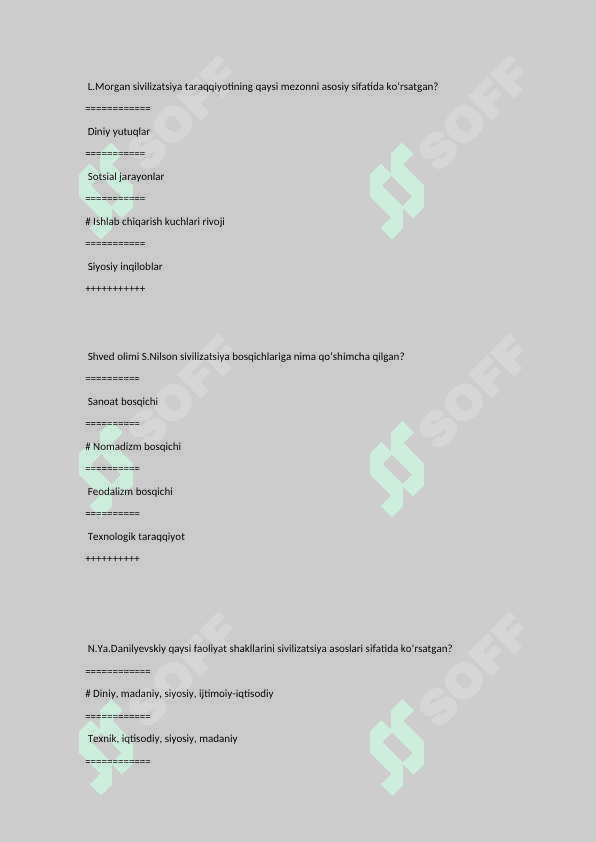 Jahon sivilizatsiyalar tarixidan test 6