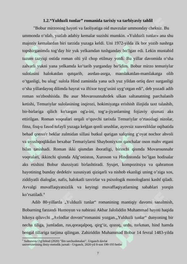 PRIMQUL QODIROV MAHORATLI ROMANNAVIS 7