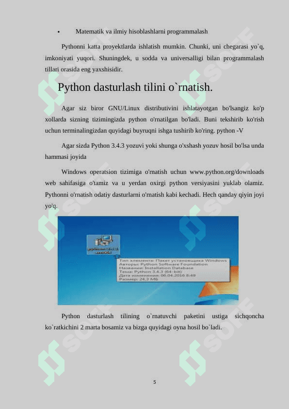 PYTHON DASTURLASH TILIDA SODDA DASTURLARNI TUZISH 5