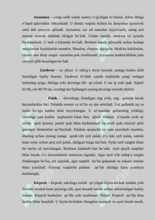 Kashta turlari. 4