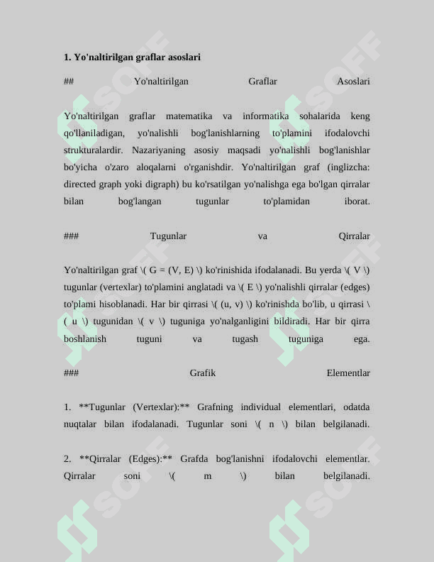 YO'NALTIRILGAN VA YO'NALTIRILMAGAN GRAFLAR 2