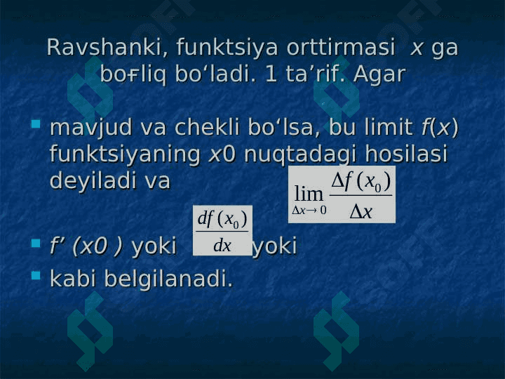 Funksiyaning hosilasi 4
