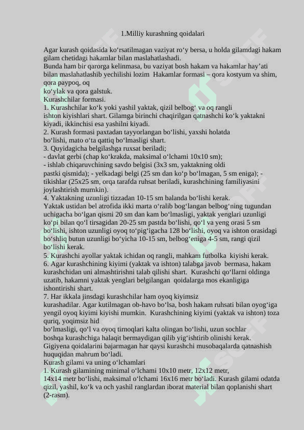 Kurash turlarining qoidalari 2