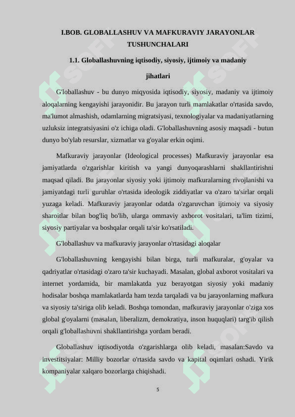 GLOBALLASHUV VA MAFKURAVIY JARAYONLAR 5