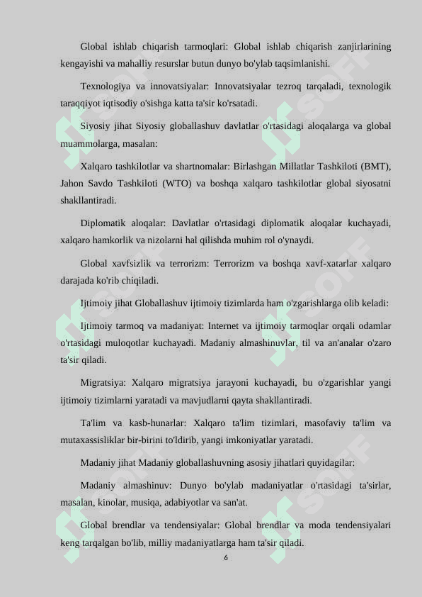 GLOBALLASHUV VA MAFKURAVIY JARAYONLAR 6