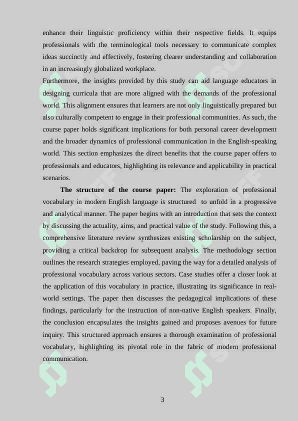 Professional Vocabulary in modern english language 3