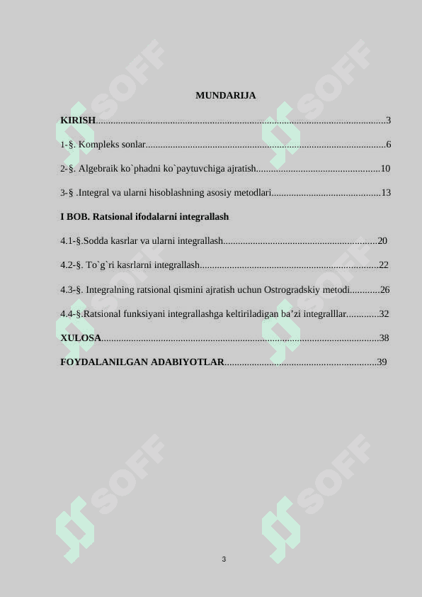 Kasr ratsional funksiyalarni integrallash 2