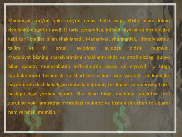 Madaniyat va sivilizatsiya 8
