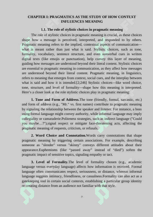 The pragmatics of style 7