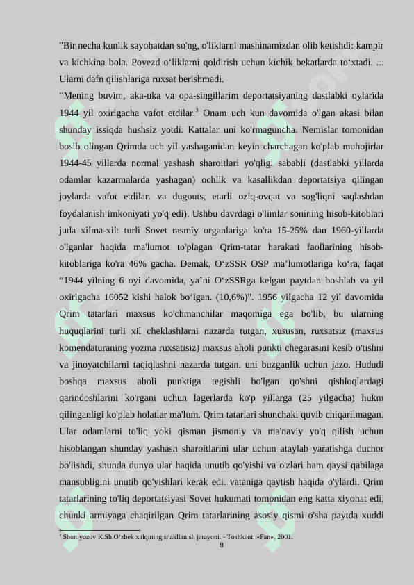 Deportatsiya. Toshkentga surgun qilinganlar 8