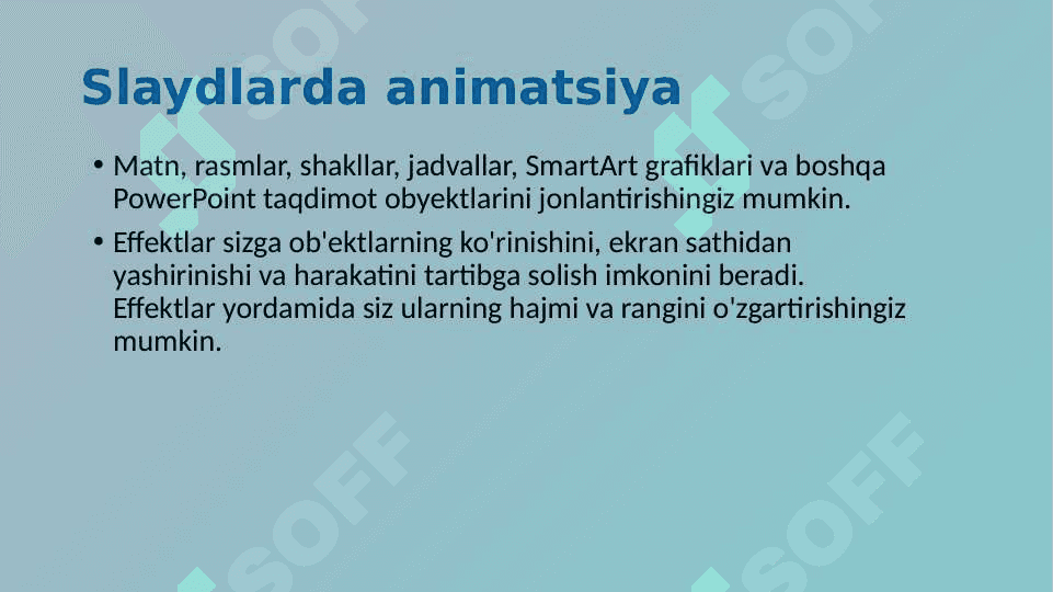 Animatsiya effektini qo‘shish 4