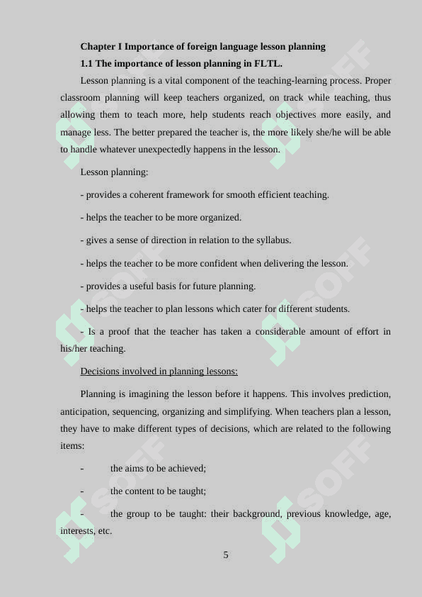 The objectives and importance of lesson planning 5