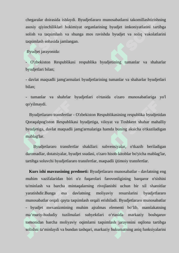 Budjetlararo munosabatlar va uning xususiyati. 7