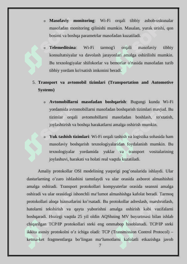 Wifi orqali masofadan boshqarish texnologiyalari tasnifi 7