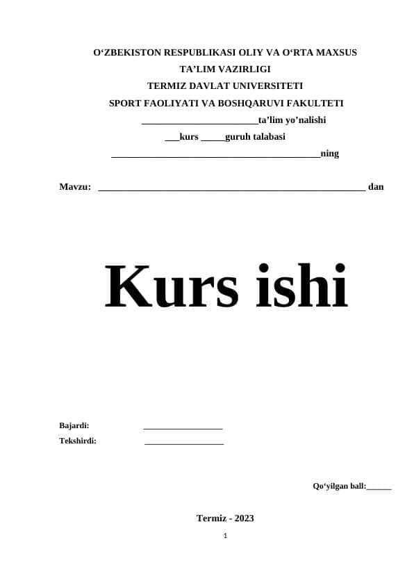 MAKTABGACHA TA’LIM MUASSASALARIDA JISMONIY TARBIYA BO‘YICHA O‘QUV ISHLARINI REJALASHTIRISH