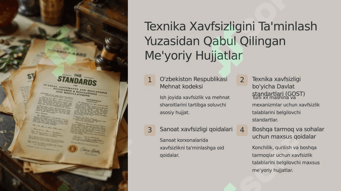 Mashina va mexanizmlarni Texnika Xavfsizligi Talablari keltiradigan me’yoriy xujjatlarni 3