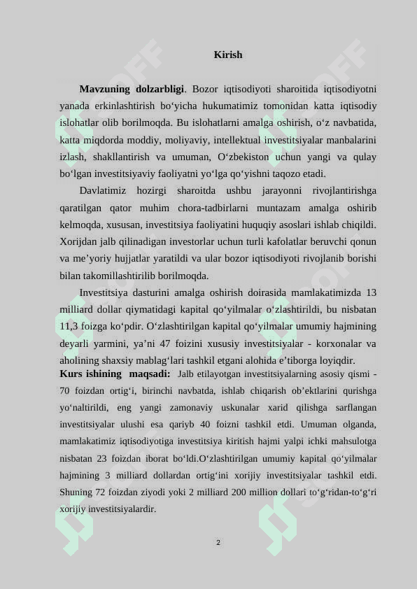 Investitsiya va investitsion kreditlar iqtisodiyot rivojiga  ta’siri+ 2
