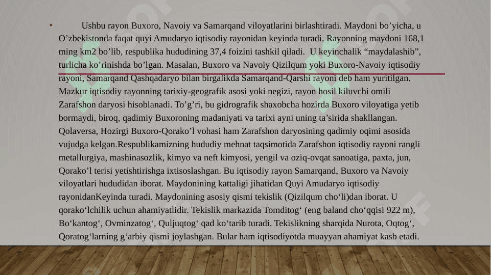 Zarafshon iatisodiy rayoni taqdimot 5