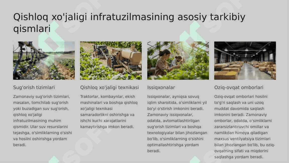 Qishloq xo'jaligi infratuzilmasi: tashkil etish va rivojlantirish. 3