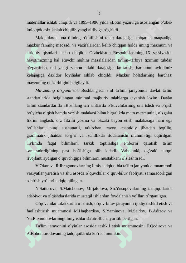1-sinf ona tili darslarida chiroyli yozuv daqiqalarini o`tkazish uslubiyoti 5