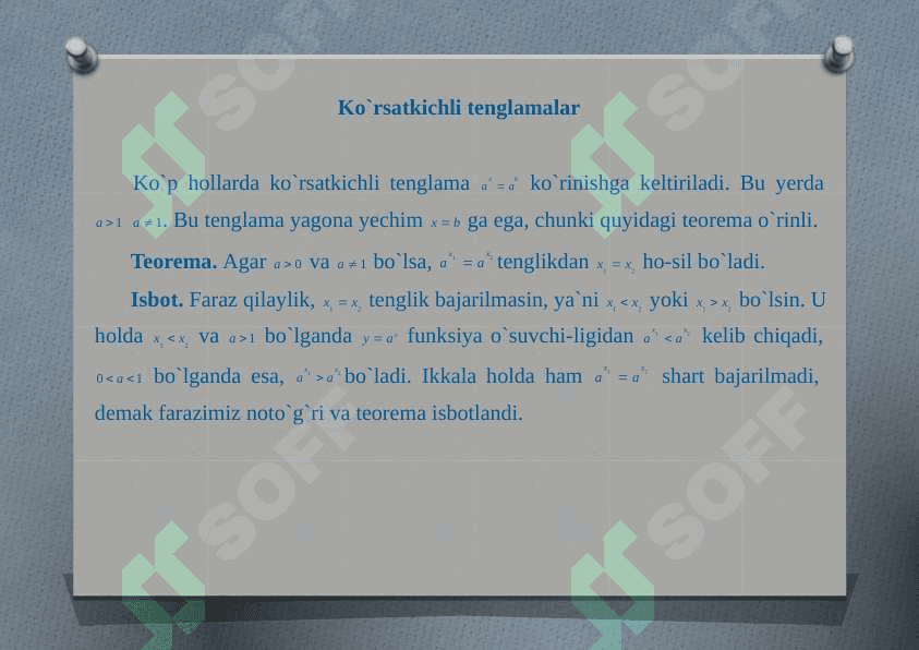 Ko`rsatkichli  tenglamalar 2
