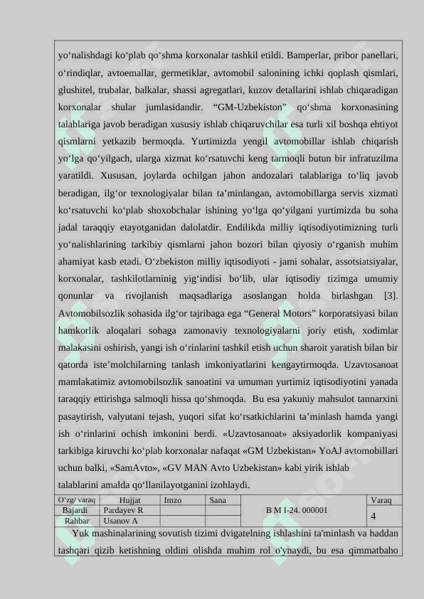 Avtoservis korxonalarini ishlab chiqarish binolarini takomillashtirish. 4