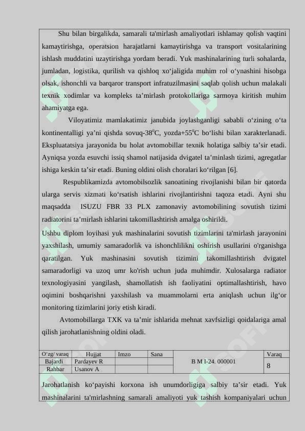 Avtoservis korxonalarini ishlab chiqarish binolarini takomillashtirish. 8