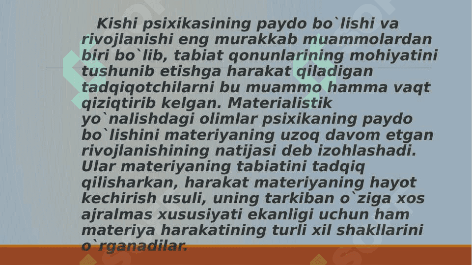 « Inson psixikasining ontogenezda rivojlanishi' 2