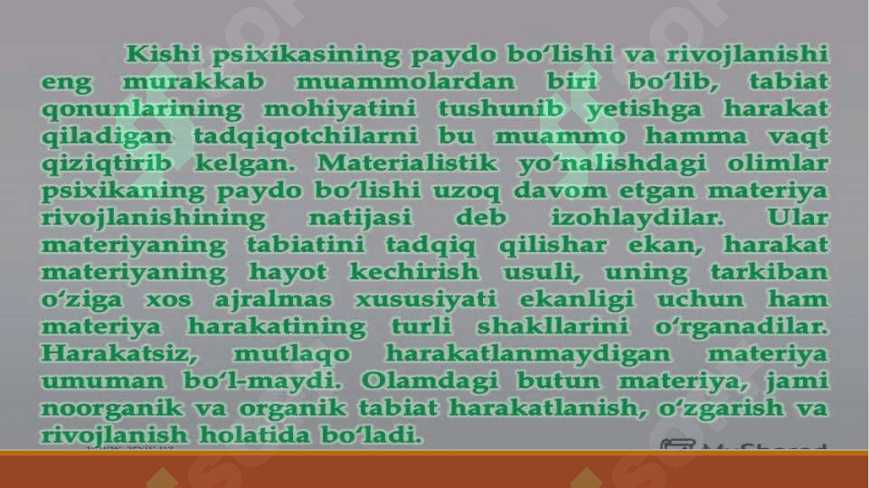 « Inson psixikasining ontogenezda rivojlanishi' 4
