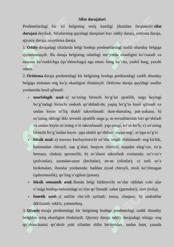 O’zbek tilida sifatlarning ma’noviy guruhlari 3