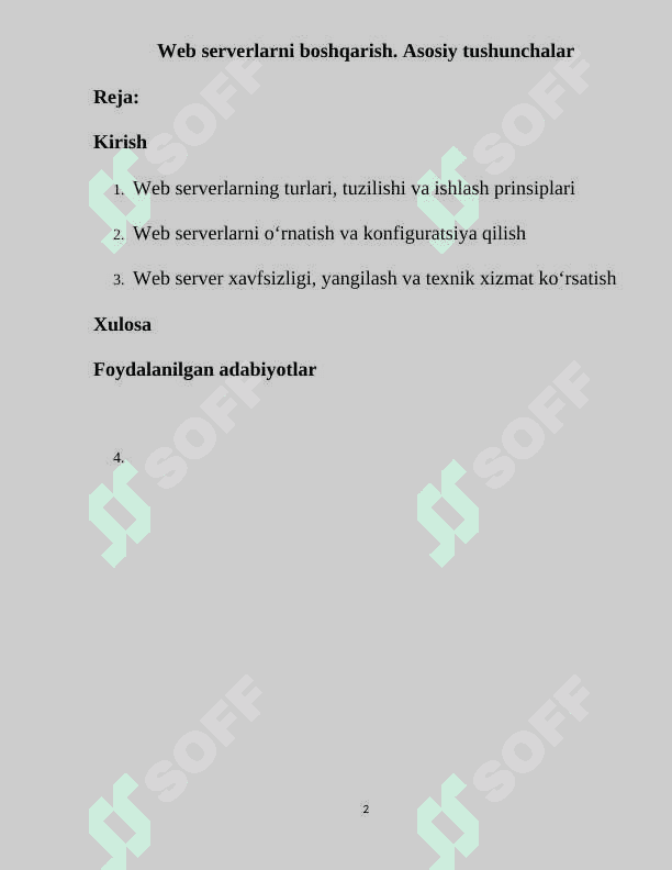 Web serverlarni boshqarish. Asosiy tushunchalar 2