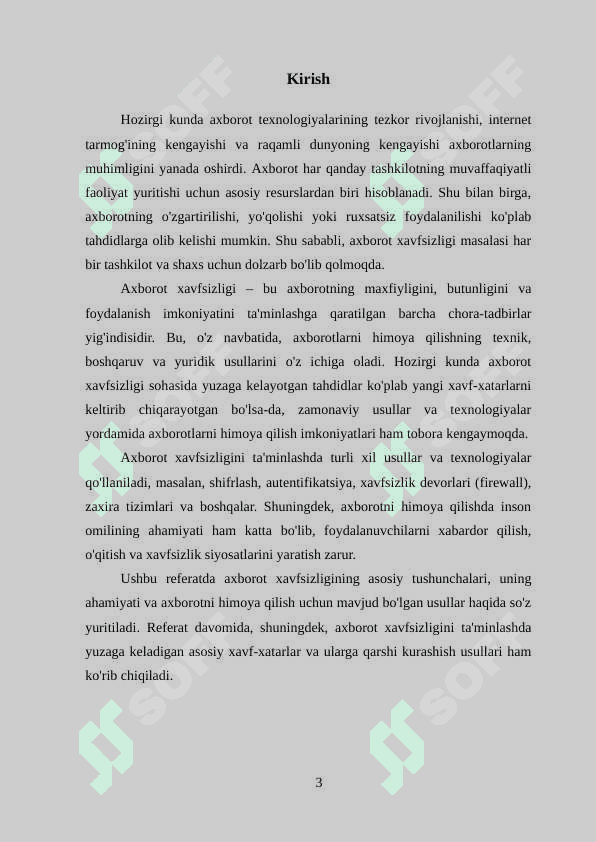 Axborot xavfsizligi va himoyalash usullari 3