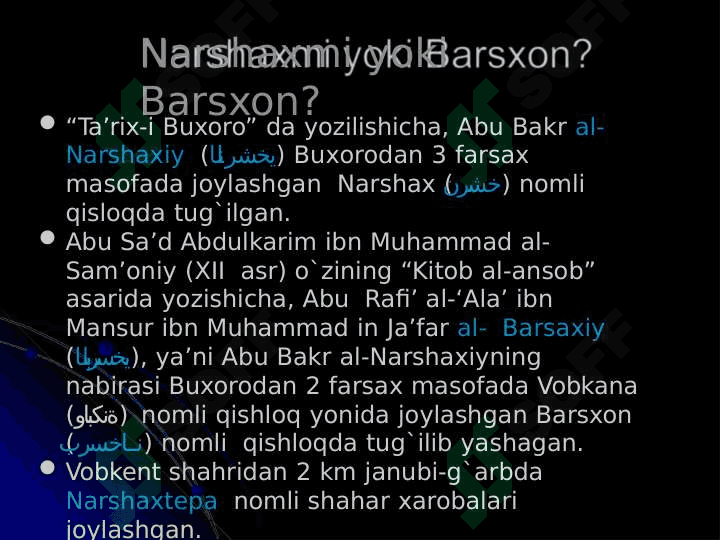 Abu Bakr Muhammad ibn Ja’far al-Narshaxiy 4