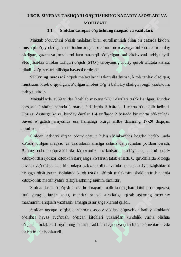 Sinfdan tashqari o'qitish metodikasi 6