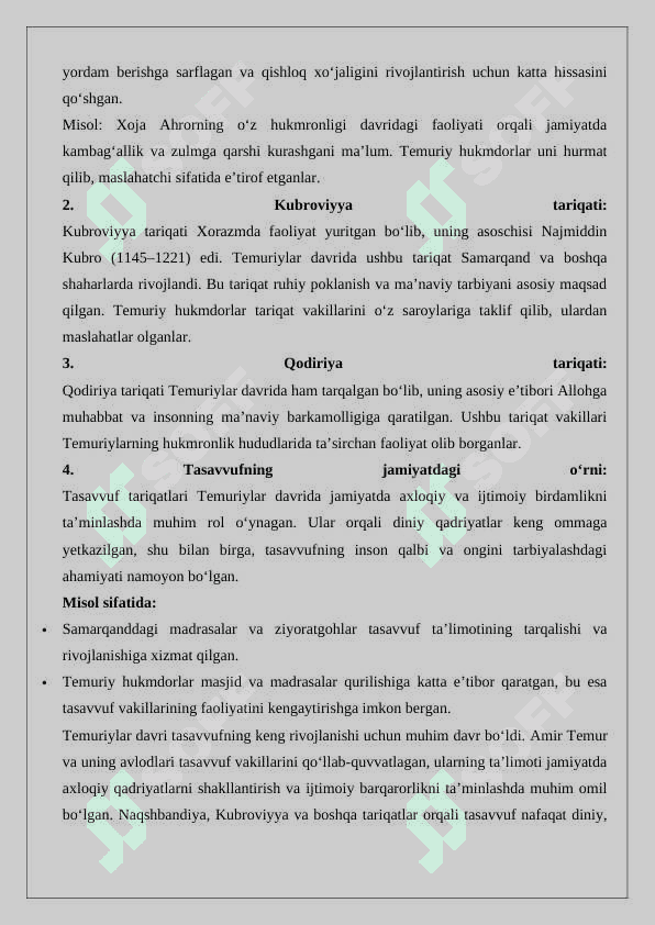 Temuriyar davlatida tasavvuf vakillari faoliyati 25 4