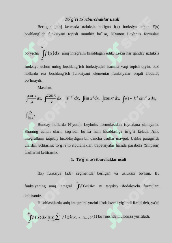 Integralni taqribiy hisoblash 3