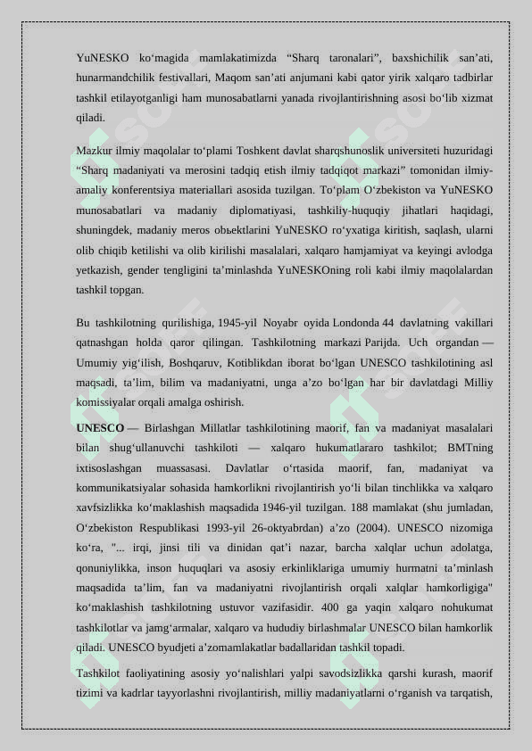 O'ZBEKISTON VA YUNESKO MUNOSABATLARI 5
