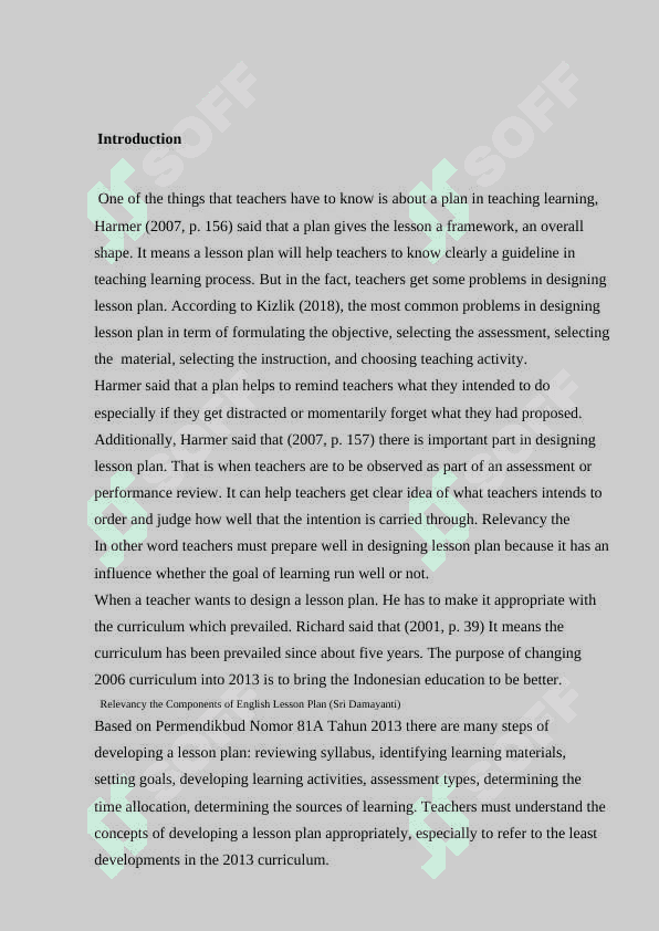 Analysis of lesson components 3