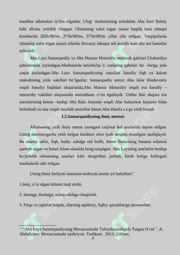 Abu Lays Samarqandiyning “Bahrul ulum” asarida kelgan tarixiy voqealar 8