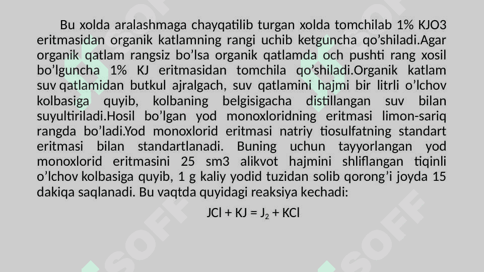 Bromatometriya, xloryodometriya, nitritometriya usullarini qo’llanilishi 6