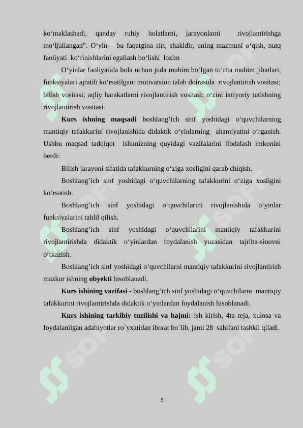 BOSHLANG‘ICH SINF O‘QUVCHILARINING MANTIQIY VA TANQIDIY TAFAKKURLARINI RIVOJLANTIRISH 5