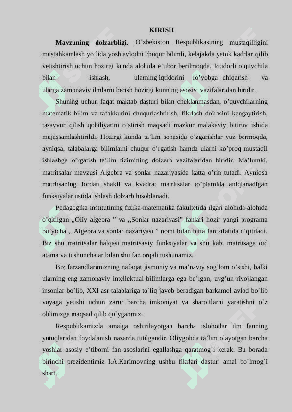 MATRITSALAR   HALQASI 3