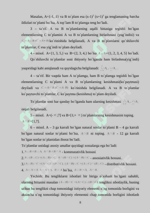 O'quvchilarning matematik tafakkurini rivojlantirish jarayonida masalalarning ahamiyati. Masala yechishda umumiy va xususiy usullar 1