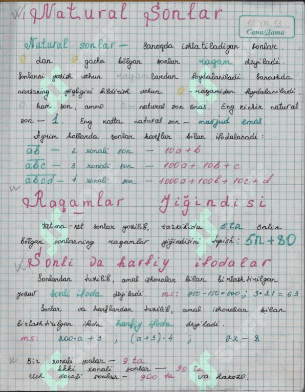 Matematika nazariya qo'lyozma formula 2